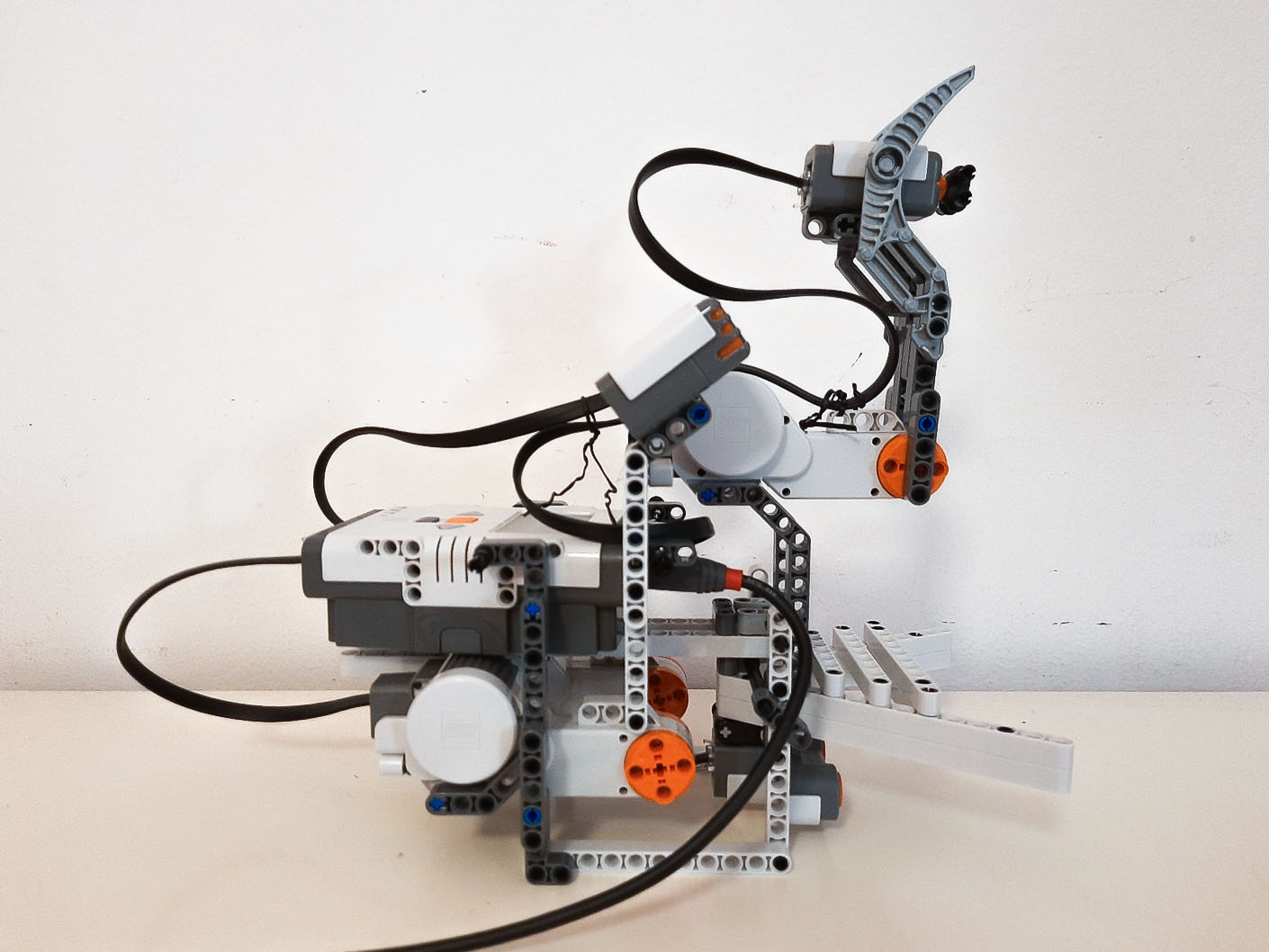 LEGO Mindstorms NXT grasping robot with its gripper open